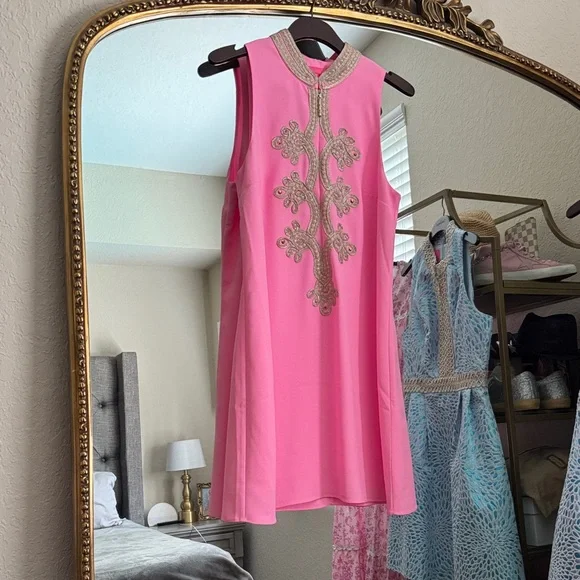 Lilly Pulitzer Pink Dress with Gold Detailing - Picture 1 of 10